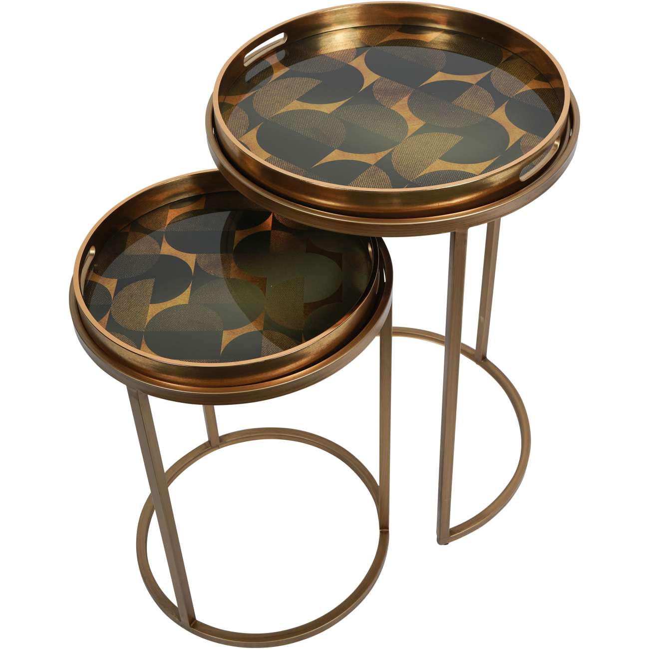 Retro Pattern Set of 2 Side Tray Tables