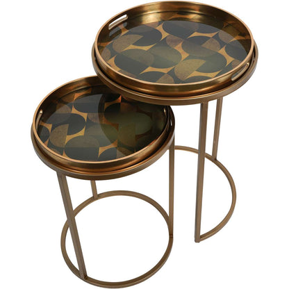 Retro Pattern Set of 2 Side Tray Tables