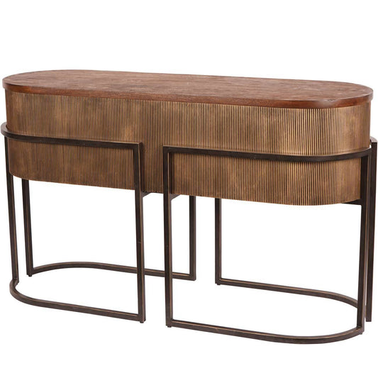 Hunter Corrugated Gold Console Table - Pak Tao