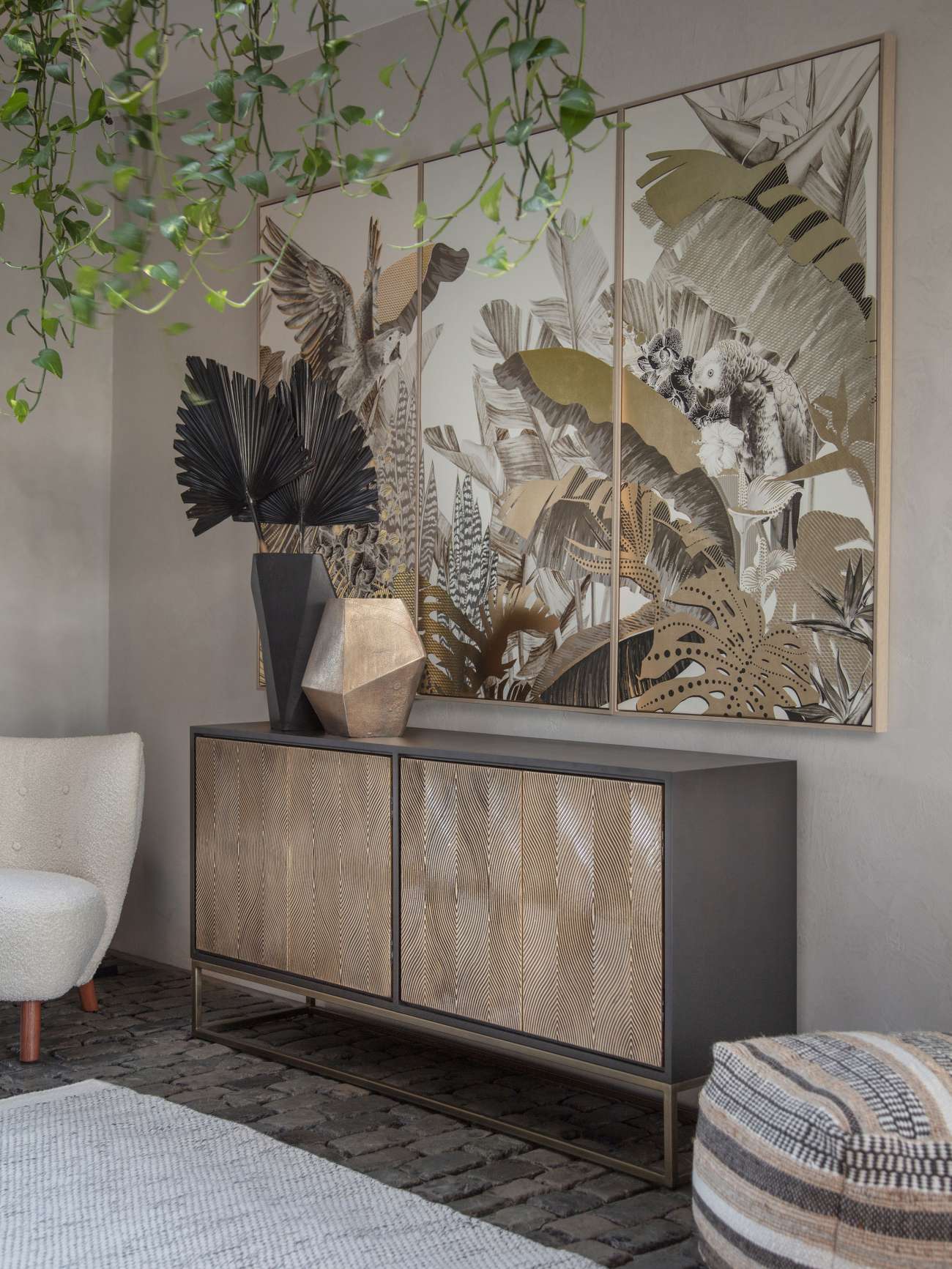 Tropical Birds Set of 3 Framed Canvas Wall Art 210x140cm