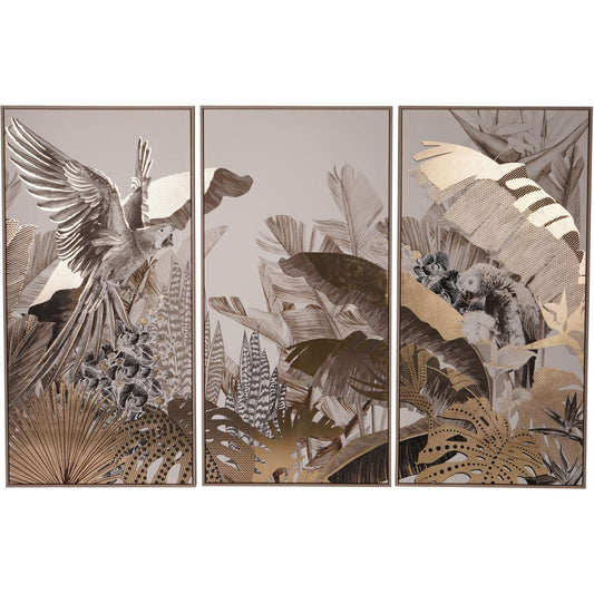 Tropical Birds Set of 3 Framed Canvas Wall Art 210x140cm