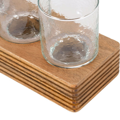 Glass & Wood Votive Holder