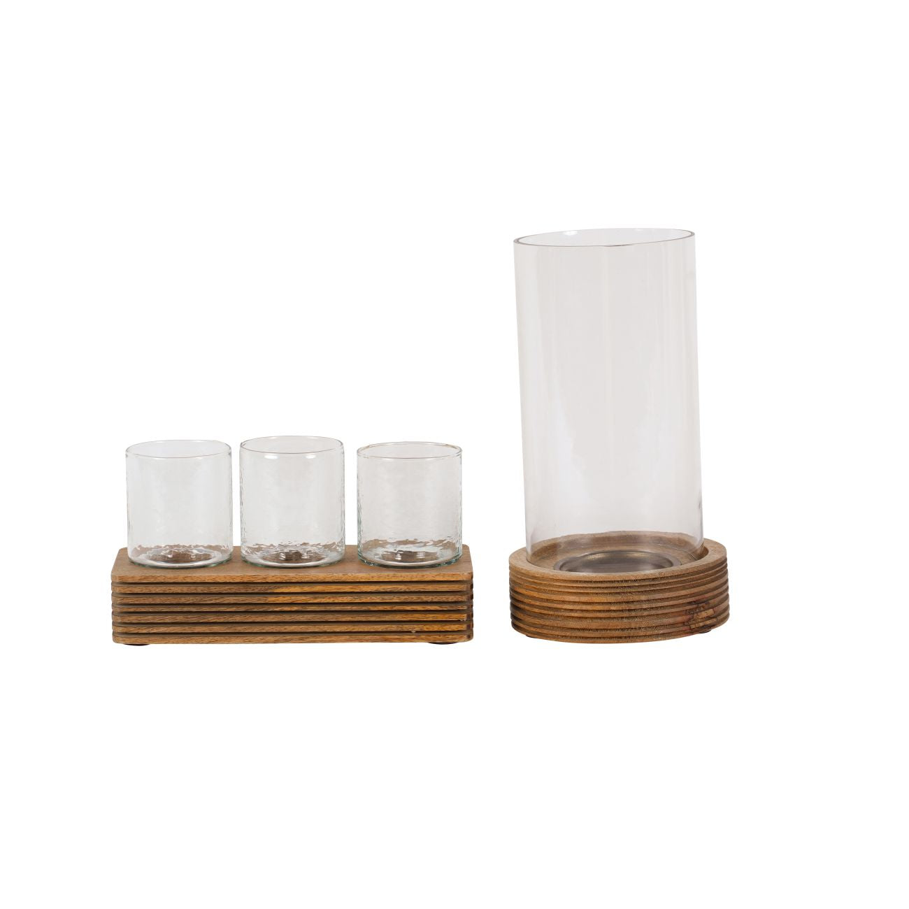 Glass & Wood Votive Holder