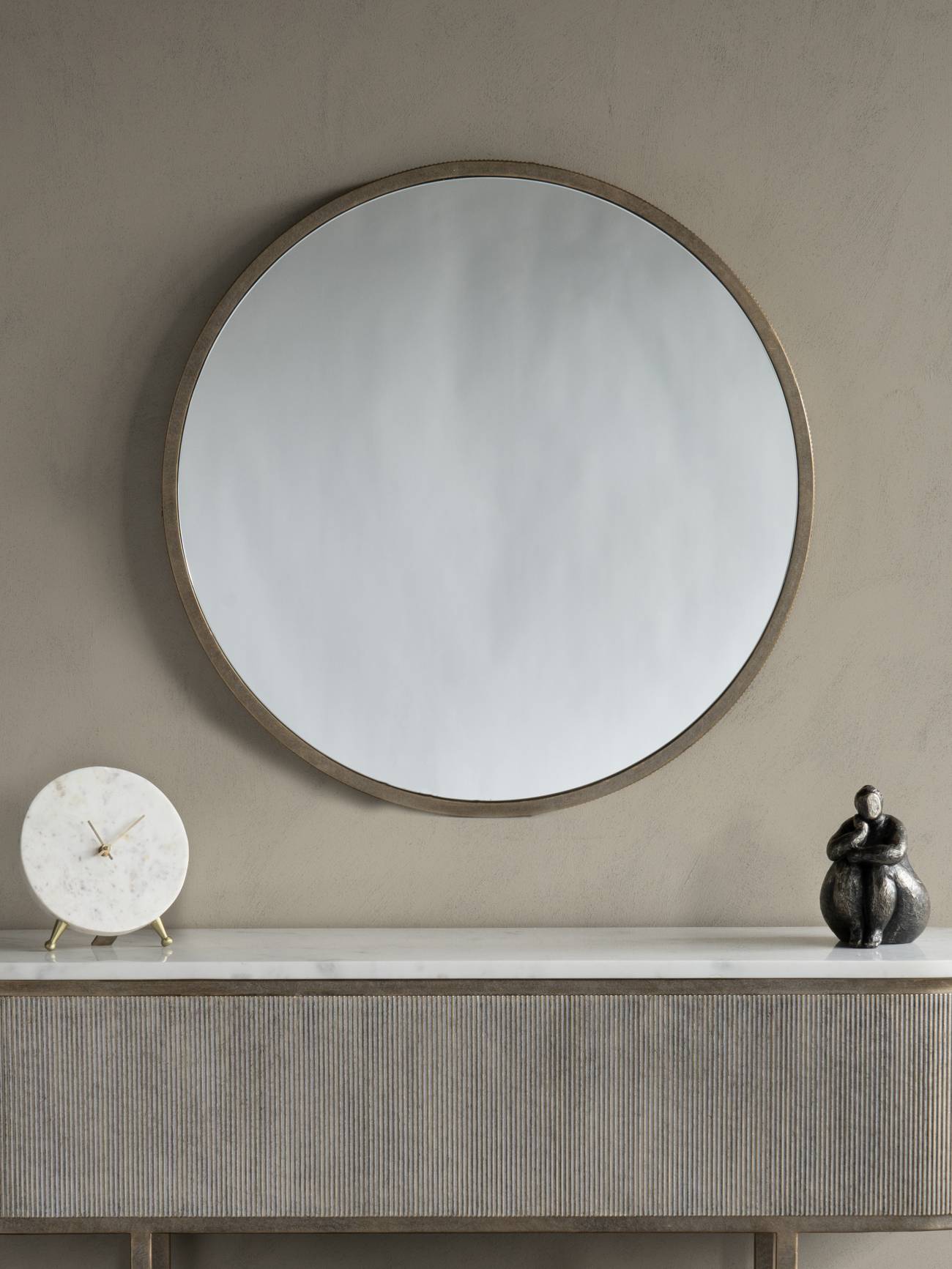 Belvedere Aged Gold Round Mirror 80cm