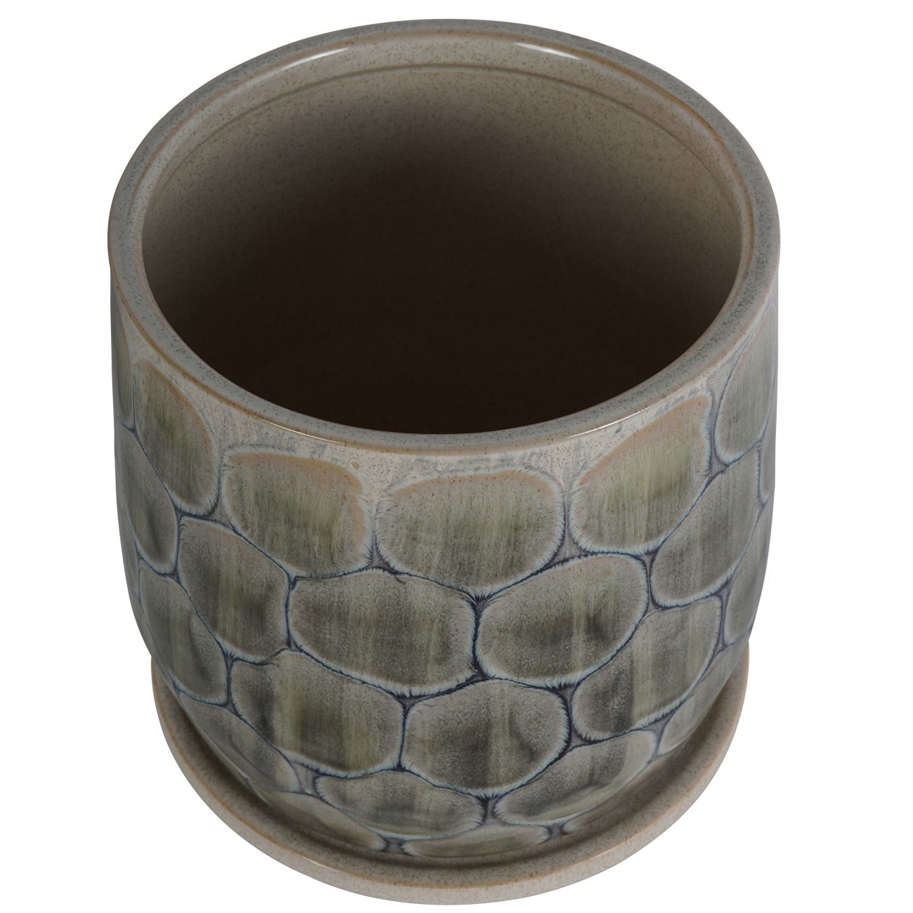Armadillo Azure Ceramic Planter with Base Small