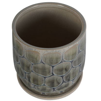 Armadillo Azure Ceramic Planter with Base Small