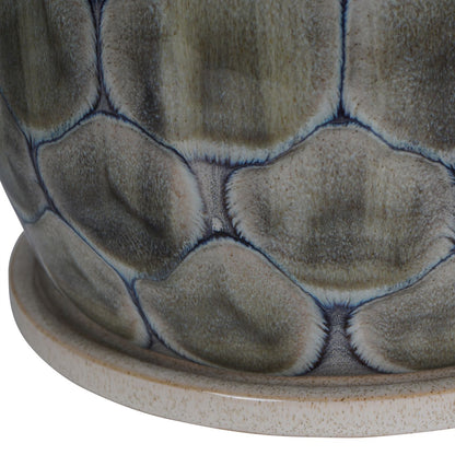 Armadillo Azure Ceramic Planter with Base Small