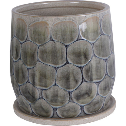 Armadillo Azure Ceramic Planter with Base Small