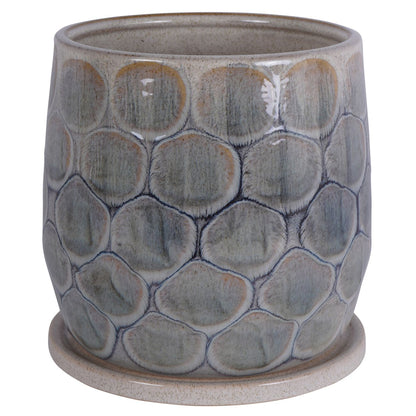 Armadillo Azure Ceramic Planter with Base Medium