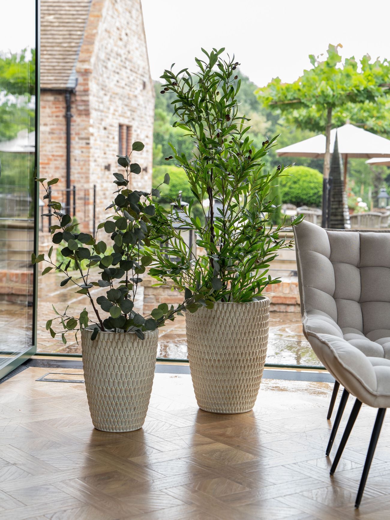 Mediterranean Reactive Glaze Ceramic XL Planter Cream