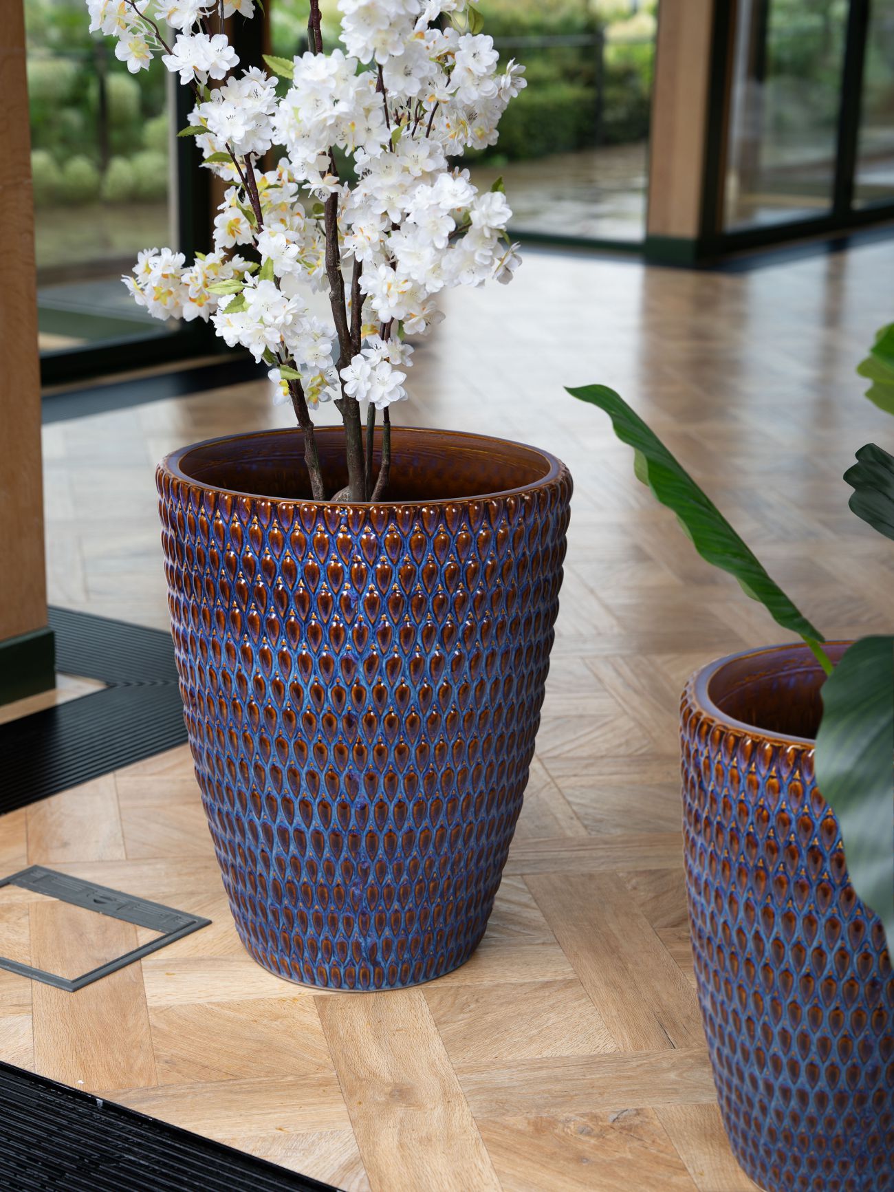 Mediterranean Reactive Glaze Ceramic XL Planter Blue