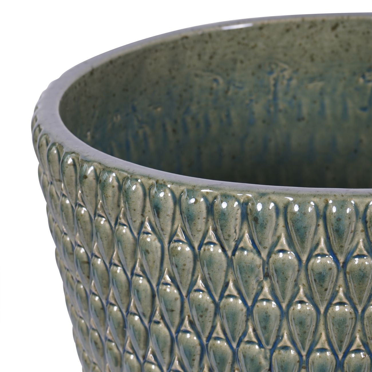 Mediterranean Reactive Glaze Ceramic XL Planter Green