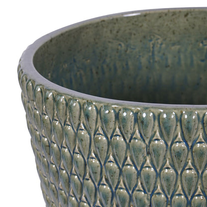 Mediterranean Reactive Glaze Ceramic XL Planter Green