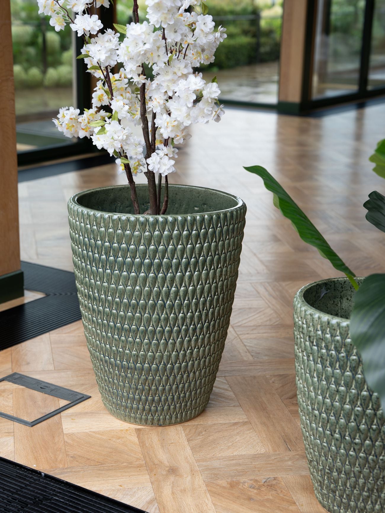 Mediterranean Reactive Glaze Ceramic XL Planter Green