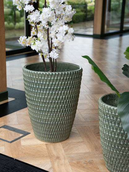 Mediterranean Reactive Glaze Ceramic XL Planter Green