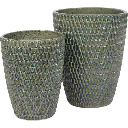 Mediterranean Reactive Glaze Ceramic XL Planter Green