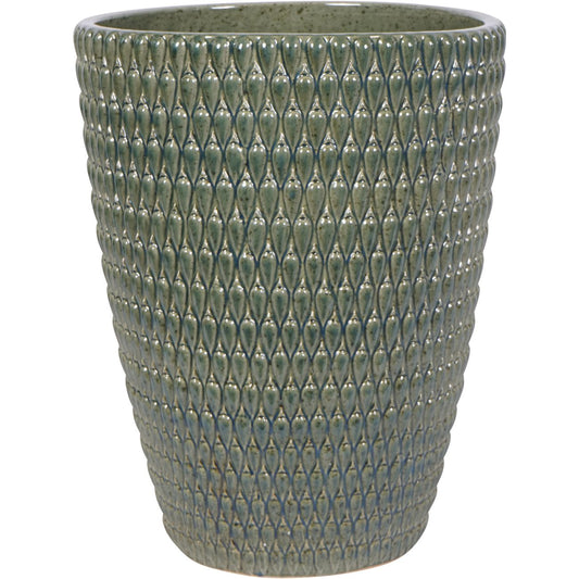 Mediterranean Reactive Glaze Ceramic XL Planter Green