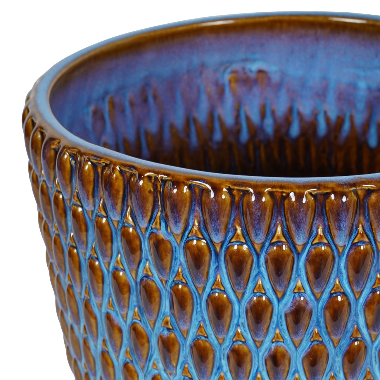 Mediterranean Reactive Glaze Ceramic Large Planter Blue