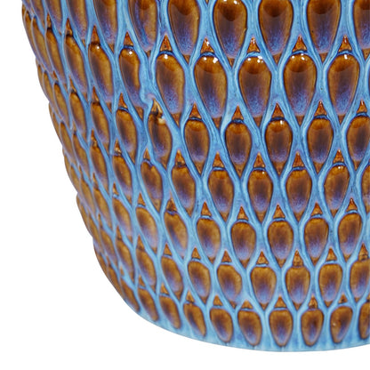 Mediterranean Reactive Glaze Ceramic Large Planter Blue