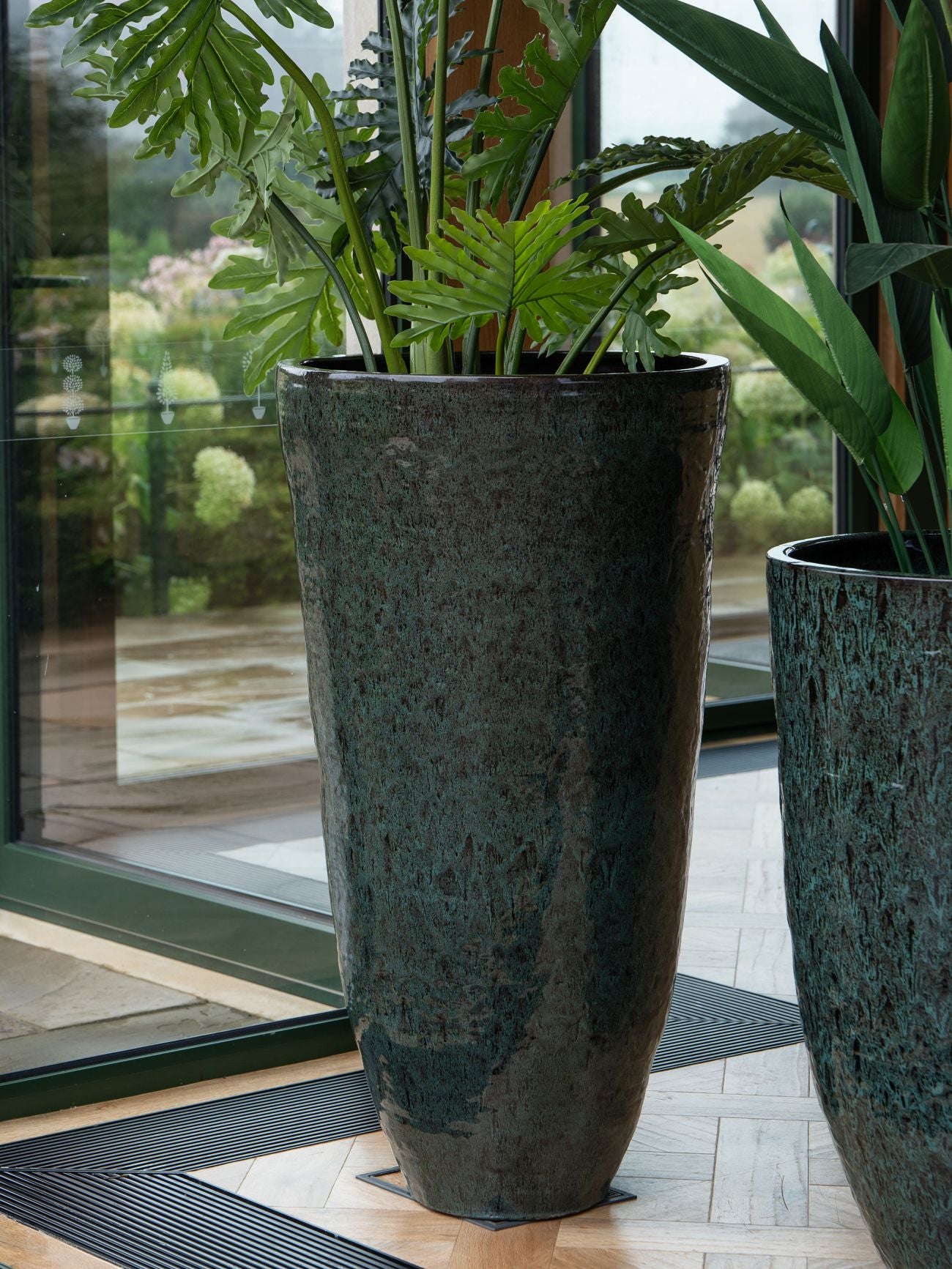 Mederno Reactive Glaze Ceramic XL Tall Planter Green
