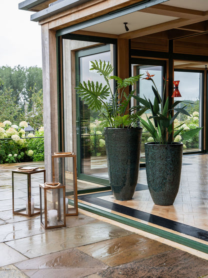 Mederno Reactive Glaze Ceramic XL Tall Planter Green