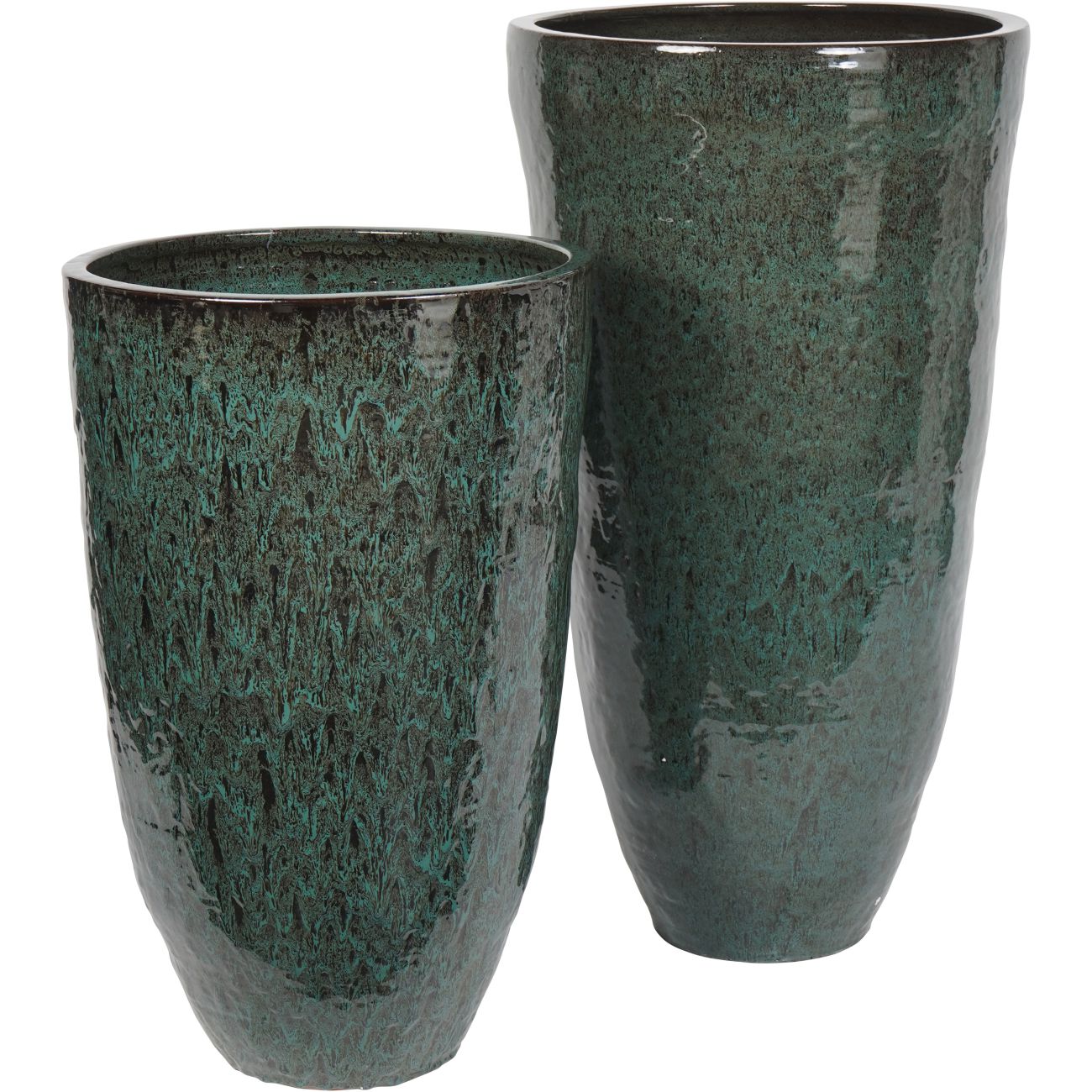 Mederno Reactive Glaze Ceramic XL Tall Planter Green