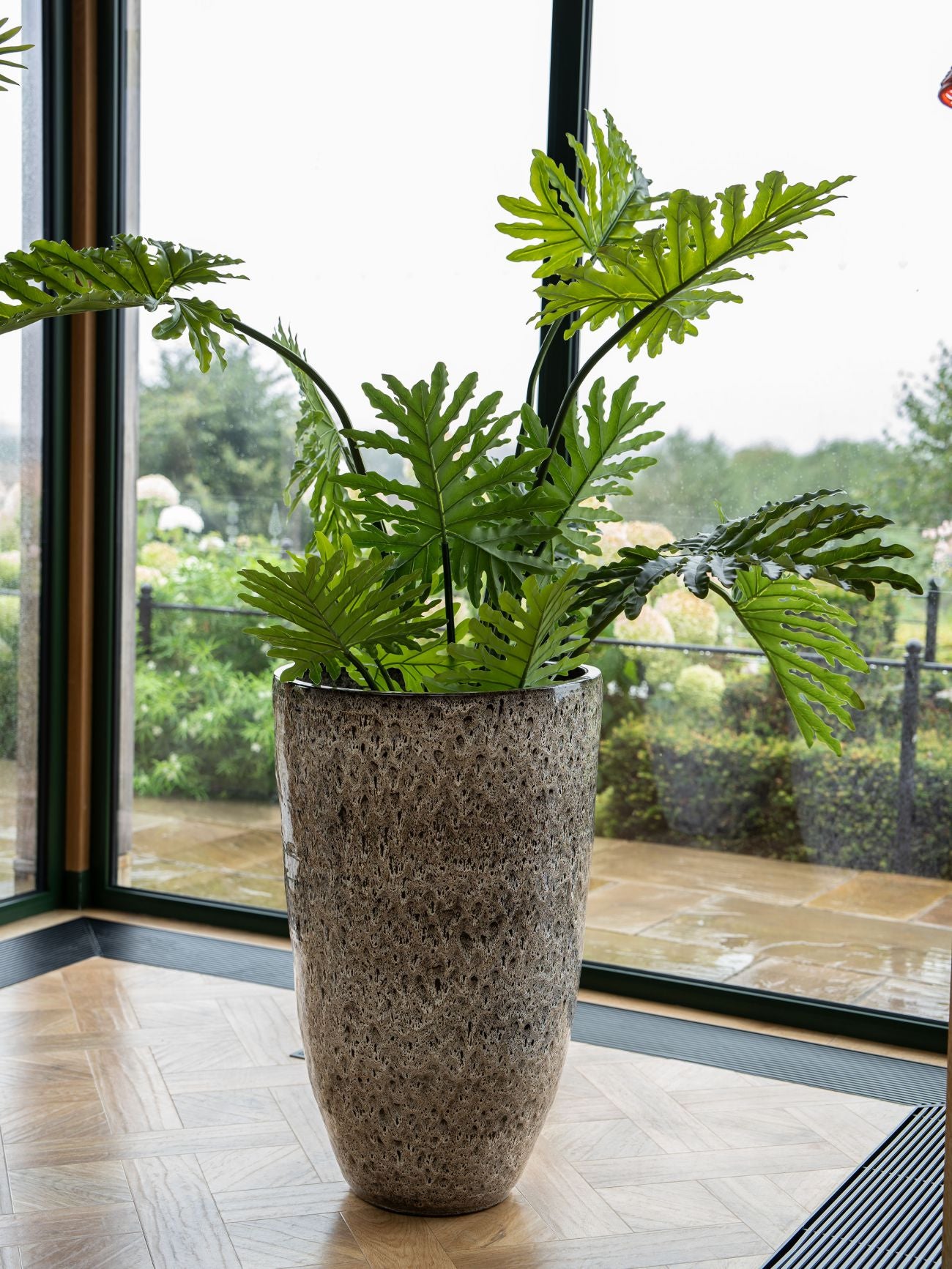Mederno Reactive Glaze Ceramic Tall Planter Taupe