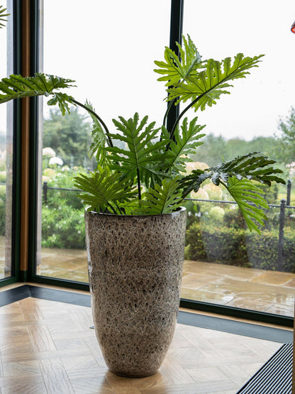 Mederno Reactive Glaze Ceramic Tall Planter Taupe