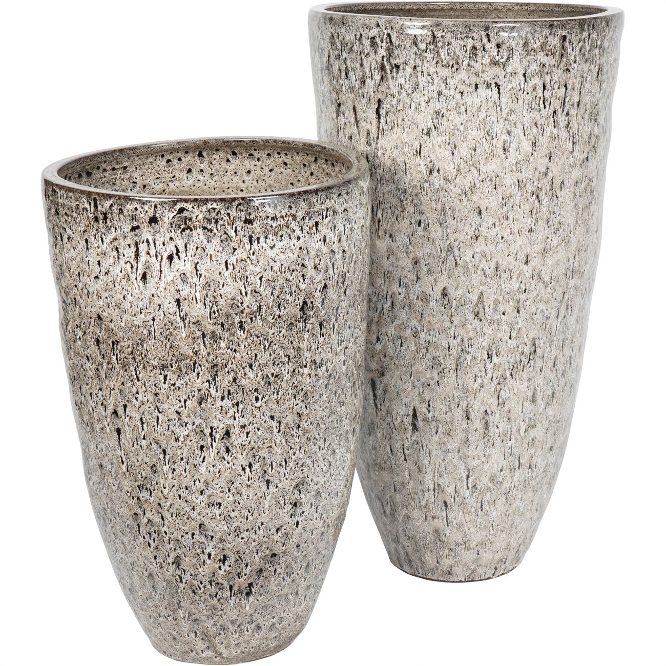 Mederno Reactive Glaze Ceramic Tall Planter Taupe
