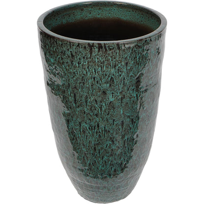 Mederno Reactive Glaze Ceramic Tall Planter Green