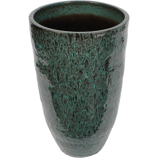 Mederno Reactive Glaze Ceramic Tall Planter Green