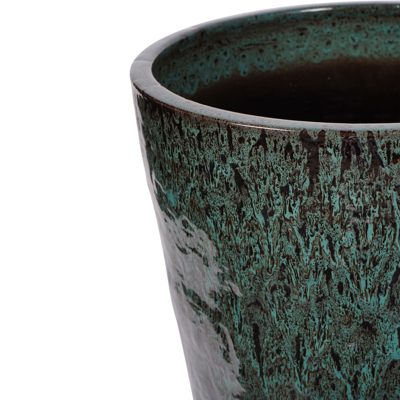 Mederno Reactive Glaze Ceramic Tall Planter Green