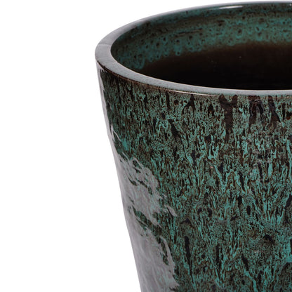 Mederno Reactive Glaze Ceramic Tall Planter Green