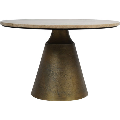 Clifton II Antique Brass and Light Travertine Coffee Table Small 60cm