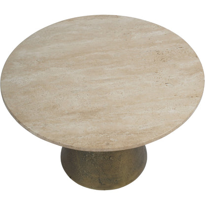 Clifton II Antique Brass and Light Travertine Coffee Table Small 60cm