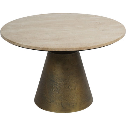 Clifton II Antique Brass and Light Travertine Coffee Table Small 60cm