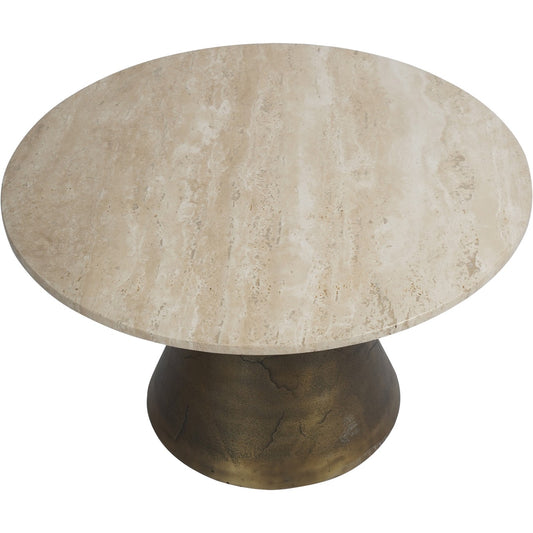 Clifton II Antique Brass and Light Travertine Coffee Table Large 75cm