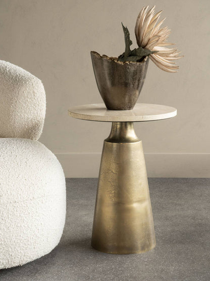 Clifton II Light Travertine Side Table 40cm