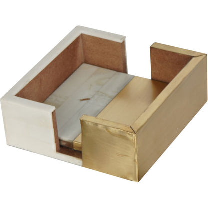 Brass and White Set of 4 Coasters