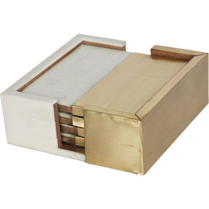 Brass and White Set of 4 Coasters