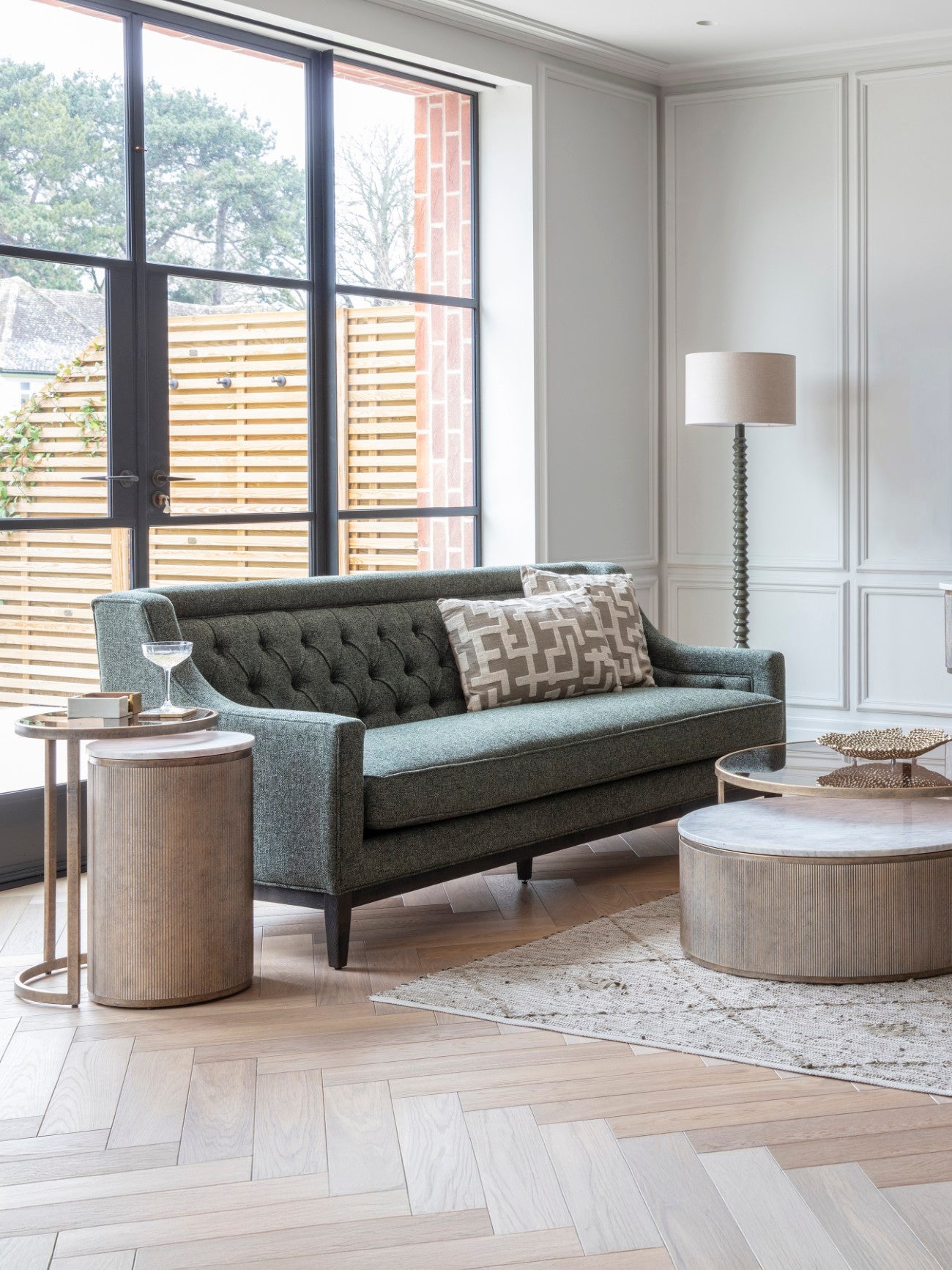 Theodore Buttoned Sofa Forest Green