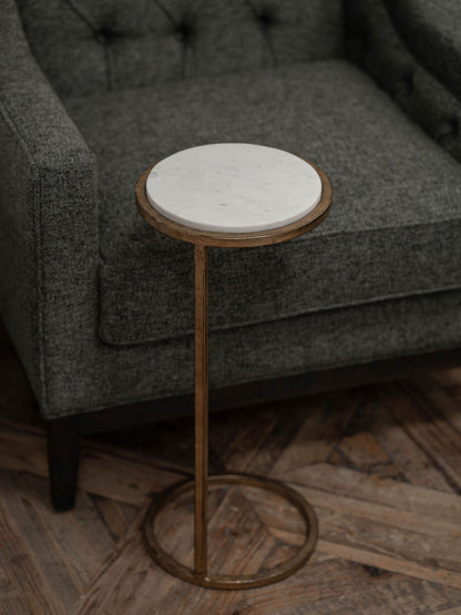 Iota Accent Table White Banswara Marble