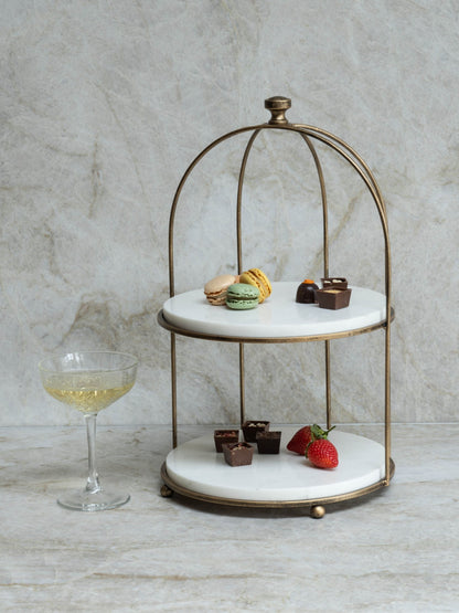 Belvedere Aged Gold Two Tiered Stand