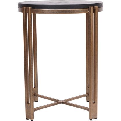 Dalston Black Sandblasted Wood and Champagne Frame Side Table