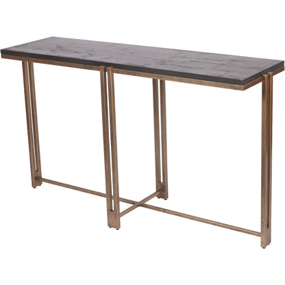 Dalston Black Sandblasted Wood and Champagne Frame Console Table