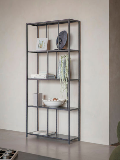 Brooks Tall Metal Shelving Unit Mottled Black