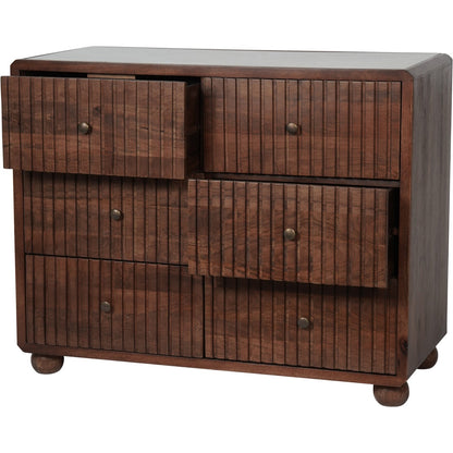 Carmel Wooden 6 Drawer Chest with Marble Top