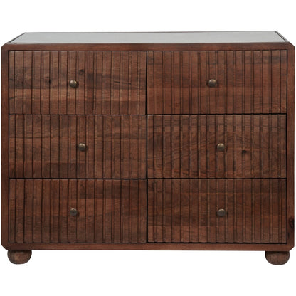 Carmel Wooden 6 Drawer Chest with Marble Top