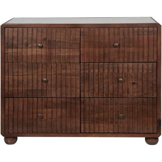 Carmel Wooden 6 Drawer Chest with Marble Top