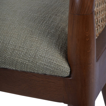 Carmel Oak Armchair With Cane and Upholstery
